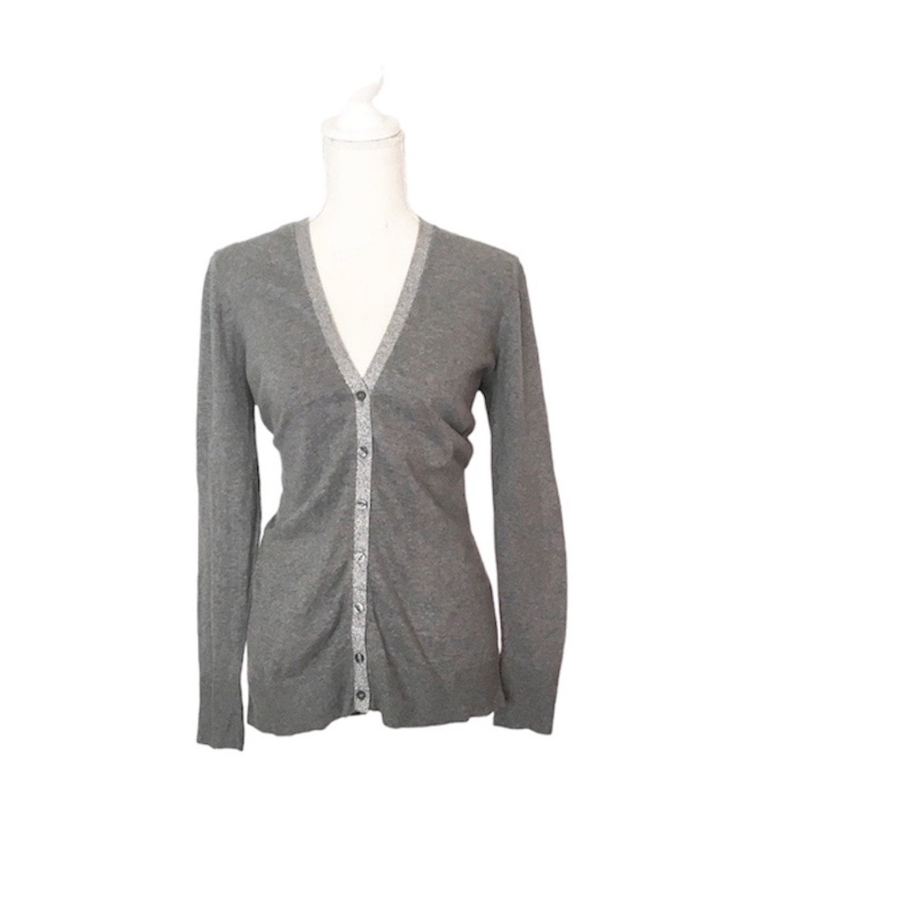 Ann Taylor Loft Gray Silver Button Down Cardigan Size Medium